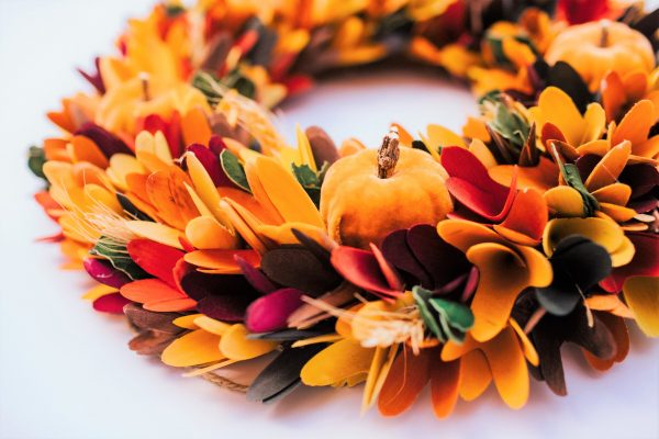Autumn Door Wreath | Large Wooden Decorative Door Wreath | Felt Pumpkins and Barley | Harvest Style Door Garland | Autumnal Porch Décor - Image 4