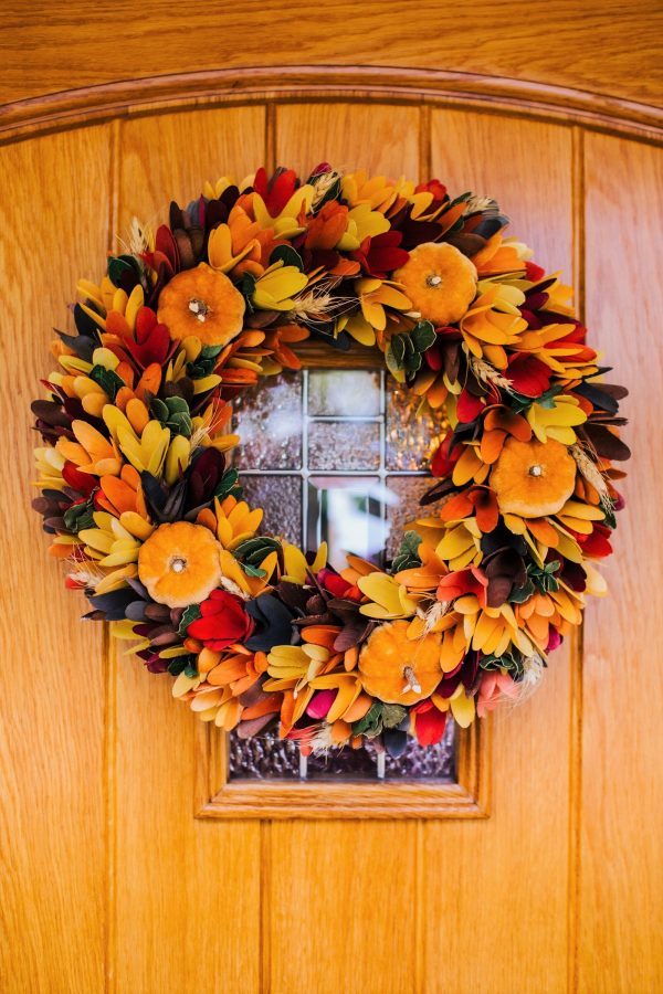 Autumn Door Wreath | Large Wooden Decorative Door Wreath | Felt Pumpkins and Barley | Harvest Style Door Garland | Autumnal Porch Décor - Image 6