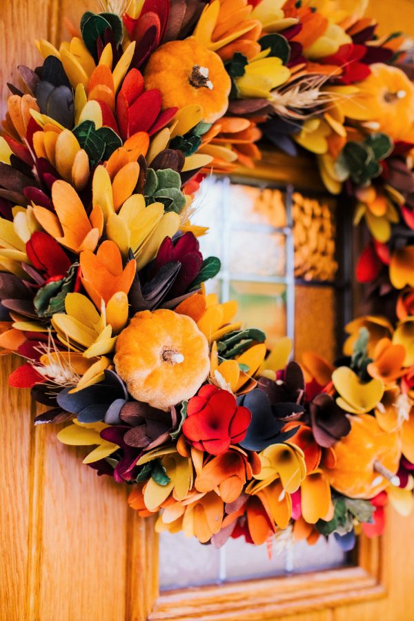Autumn Door Wreath | Large Wooden Decorative Door Wreath | Felt Pumpkins and Barley | Harvest Style Door Garland | Autumnal Porch Décor - Image 8