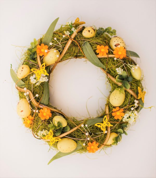 Green Orange Easter Spring Wreath
