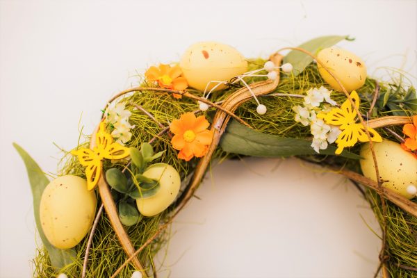Green Orange Easter Spring Wreath