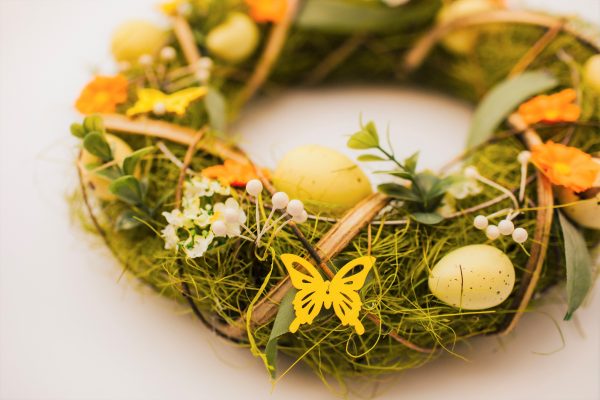 Green Orange Easter Spring Wreath