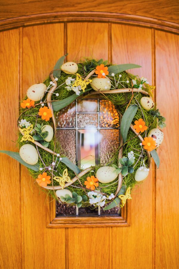 Green Orange Easter Spring Wreath