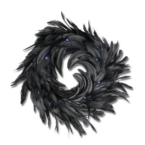 Halloween Feather Light Up Wreath