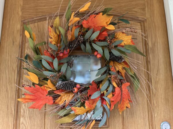 Autumn Artificial Decorative Door Wreath with Maple Leaf, Berries & Pinecones | Harvest Style Door Garland | Autumnal Porch Décor - Image 7